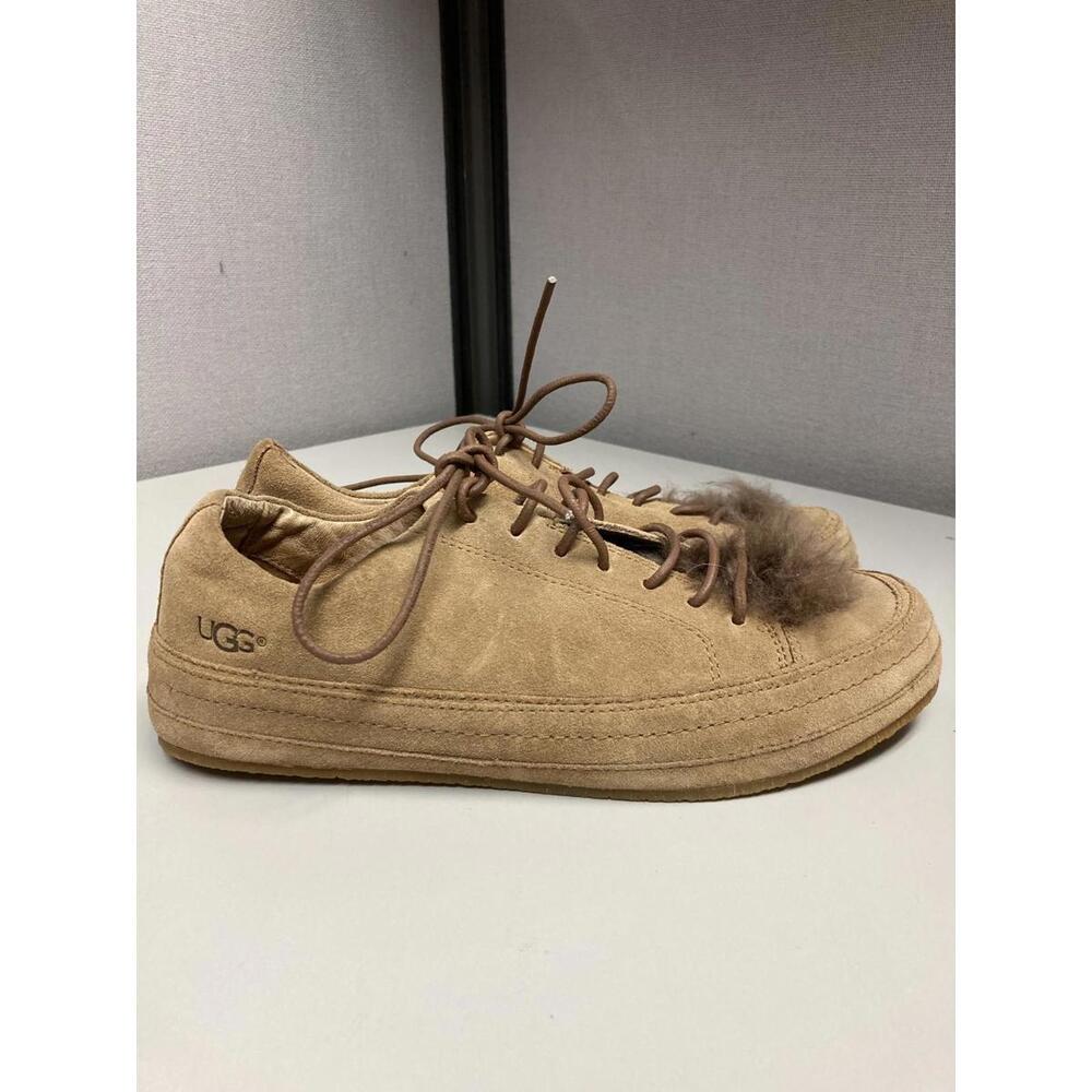 UGG Women's Tan Suede Sneakers with Shearling Trim